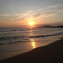 a beach at sunset