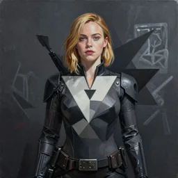 Elle Fanning in Metal Gear Solid Peace Walker picture by Sachin Teng, asymmetrical, dark vibes, Realistic Painting , Organic painting, Matte Painting, geometric shapes, hard edges, graffiti, street art:2 by Sachin Teng:4