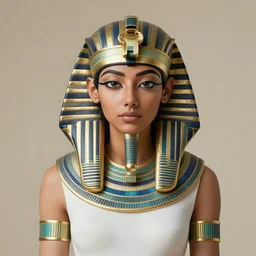 high-quality beautifully done centered portrait of a pretty female from an Ancient Egypt::trending on artstation, featured on behance::art by Artgerm and Alessio Albi and Heather Theurer::natural lighting, identical eyes, beautiful eyes medium shot, slender symmetrical face and body, hyper-detailed, single face, insanely detailed and intricate
