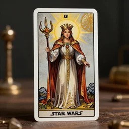 The Empress tarot card in the style of star wars, hyperrealistic, highly detailed, depth of field, High definition, 8k,  octane render, artstation