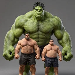 the hulk strongman, hairy, giant, size difference, manly, photography, high resolution, highly detailed, epic