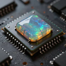 computer chip made from opal, realistic, detailed, high definition