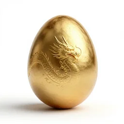 golden dragon egg, stylized 3d render, isolated on a pure white background, centered, entire object in frame, sharp focus, soft studio lighting