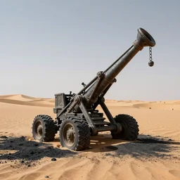 a catapult made with black sand, in the desert, by greg rutkowski, digital art, highly detailed, 4k