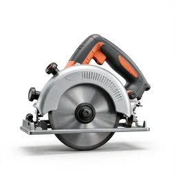 amber circular saw, stylized 3d render, isolated on a pure white background, centered, entire object in frame, sharp focus, soft studio lighting
