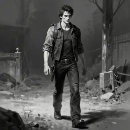 lee everett walking dead game telltale, gigachad black and white trending on artstation, painted by greg rutkowski