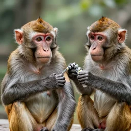 a monkey giving human a vaccine shot, hyper realistic, 8k, National Geographic photo