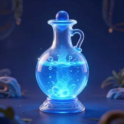 A potion of wonderous ability, blue glow, 4k artstation blender render
