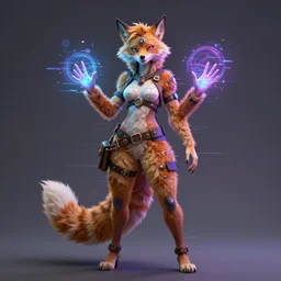 a glitch art full body character portrait of female furry psychic a. i. manifesting it self into reality trending on artstation deviantart pinterest detailed realistic hd 8 k high resolution