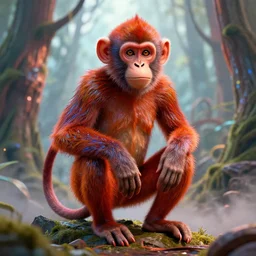 cyber monkey in the scifi forest, in style james jean, ilya kuvshinov, hot colors, ultra clear detailed. 8 k. elegant, intricate, octane render