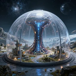 arcology oasis indoor in transparent dome in arctic planet. unreal engine, octane, raytrace, wires, tubes. horizon zero dawn, hawken filip hodas artgerm