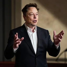 elon musk conducting opera, cinematic shot