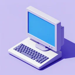 a computer from the nineties in vapor wave style isometric view.