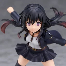 complete figure of makise kurisu from steins gate, tsurime eyes, tareme eyes, eyes by kon satoshi, pvc figure, dynamic pose, amiami, aniplex, kotobukiya, beautiful composition, 8 5 mm, f 1. 8, high detail