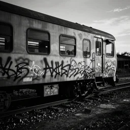 a train covered with graffiti by diane arbus