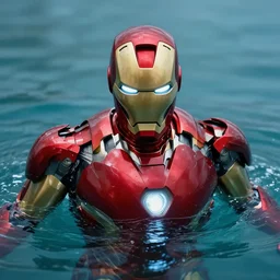 photorealistic shockingly amazing portrait of Iron man submerged in water extremely detailed, made by wlop and maxwell boas