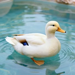 photo of a big duck in the waterpark in a beatiful reflective pool, intricate, 8k highly professionally, detailed, HDR, CGsociety