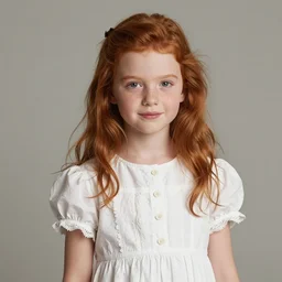 a photo of a 2 0 years old red haired girl wearing a 1 9 9 0 s white dress, photorealistic, 1 4 k hd quality, highly detailed, vibrant, more coherent, super high quality, hyper realistic
