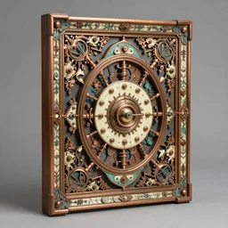 intricate colourfully painted carved wood, steampunk, ivory and copper, trending on artstation