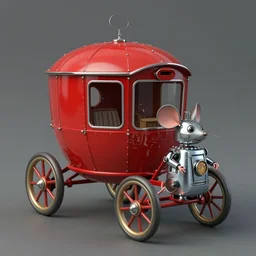 adventurer ( ( ( ( ( 1 9 5 0 s retro future robot mouse wagon home. muted colors. ) ) ) ) ) by jean baptiste monge!!!!!!!!!!!!!!!!!!!!!!!!! chrome red
