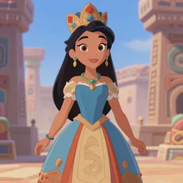 Aztec Disney princess by Glen Keane, Disney 2D Traditional Animation, Semi Realistic Anime, Cel Shaded, Studio Ghibli, cinematic, widescreen, 4K