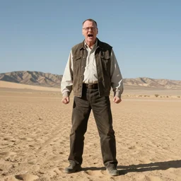 walter white screaming in the middle of a desert