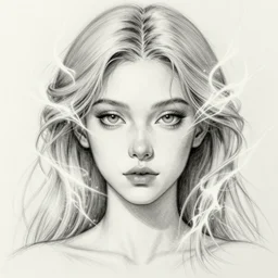a sketch drawing, ultra detailed, portrait, mystical, energy, fantastic, magic, beautiful eyes, beautiful woman, surreal, trending on artstation