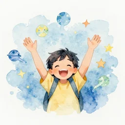 the emotion gratitude spreading throughout the universe, water color, happy, Style of sid Meade