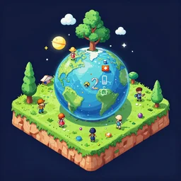 Isometric concept art for Earthbound 2 as a Third Person anime action rpg game on Unreal engine 5, Incredible VFX, Highly Detailed, Vibrant, created by Nintendo + Arc System Works + Studio Gainax