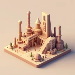 a low poly isometric render of an abandoned overgrown factory in the style of monument valley, intricate, elegant, smooth shading, soft lighting, illustration, simple, solid shapes, by magali villeneuve, jeremy lipkin and michael garmash, rob rey and kentaro miura style, octane render