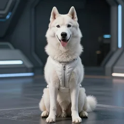 film still of an anthropomorphic standing upright man dog white vested husky!!!!!! in a white vest wearing a white vest!!!!! in the new sci - fi movie, 8 k
