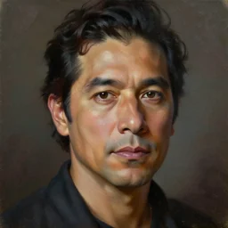 an oil painting of a portrait of danny trejo