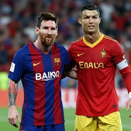 photo of a hybrid between Lionel Messi and Cristiano Ronaldo