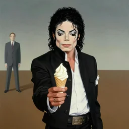 Michael Jackson is giving you an icecream, painting by René Magritte