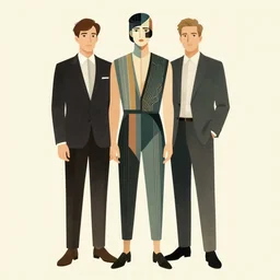 editorial illustration full body portrait of reol, modern art deco, mads berg, christopher balaskas, stippled light, fine texture, dynamic composition, dynamic perspective, detailed, ( ( dither ) )