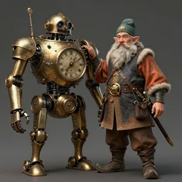 an old dwarf musketeer and his large clockwork robot companion, musket, robot, steampunk, clockwork, ming dynasty, chinese fantasy, fantasy art, realistic, detailed, anatomically accurate, in the style of ghostblade, wlop.