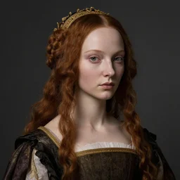 lifelike portrait of an eternally beautiful alien human hybrid princess in amazing realism, incredible lighting, hyper realisitc, style of the arnolfini portrait, Jan Van Eyck