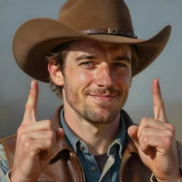 a closeup painting of a handsome cowboy saying saying yes and making a pleased face, by greg rutkowski, volumetric lighting, 4 k, 8 k, trending on artstation