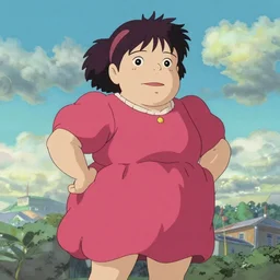 your mama is so fat she has her own gravity, anime, ghibli style dreamlike background