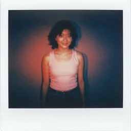 polaroid of a dream, reflection, double exposure, glitch, red cyan lighting