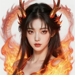 character concept art of an anime goddess of fire dragons | | cute - fine - face, pretty face, realistic shaded perfect face, fine details by artgerm, wlop, rossdraws, james jean, andrei riabovitchev, bangkuart, and sakimichan, seoul, south korea, trending on artstation