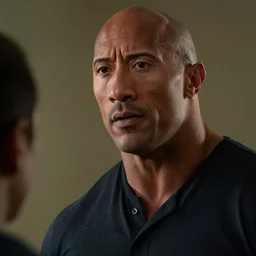 a close up cinematic still of Dwayne Johnson in John Wick