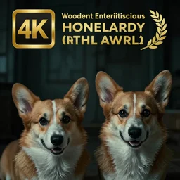 a film still of a horror movie featuring two corgi dogs, evil, close - up shots, spooky, photography, award - winning, eerie, 4 k