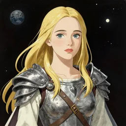 Elle Fanning as a Valkyrie in space, by Hajime Sorayama, Extremely detailed. 8K. Award winning.