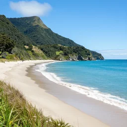 New Zealand beach in the style of Switzerland's beauty