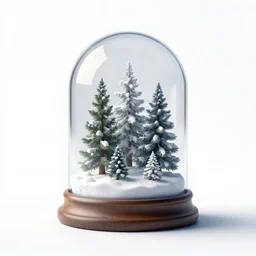 voxel snow globe, stylized 3d render, isolated on a pure white background, centered, entire object in frame, sharp focus, soft studio lighting