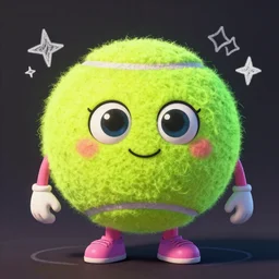 Lofi vaporwave portrait tennis ball monster diva,chalk, Pixar style, Tristan Eaton, Stanley Artgerm, Tom Bagshaw, Basil Gogos
