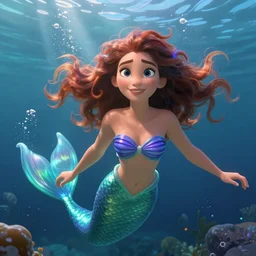 lofi underwater mermaid portrait of amouranth, Pixar style, by Tristan Eaton Stanley Artgerm and Tom Bagshaw.