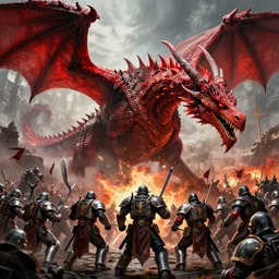 warhammer battle scene versus scarlet nordic dragon movie poster by kekai kotaki