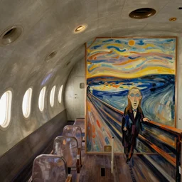 an ancient aircraft cabin by joan miro and edvard munch